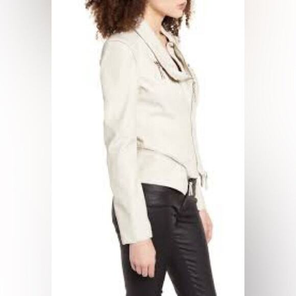 Blank NYC FAUX LEATHER JACKET IN VANILLA LATTE Size Medium - Picture 2 of 11